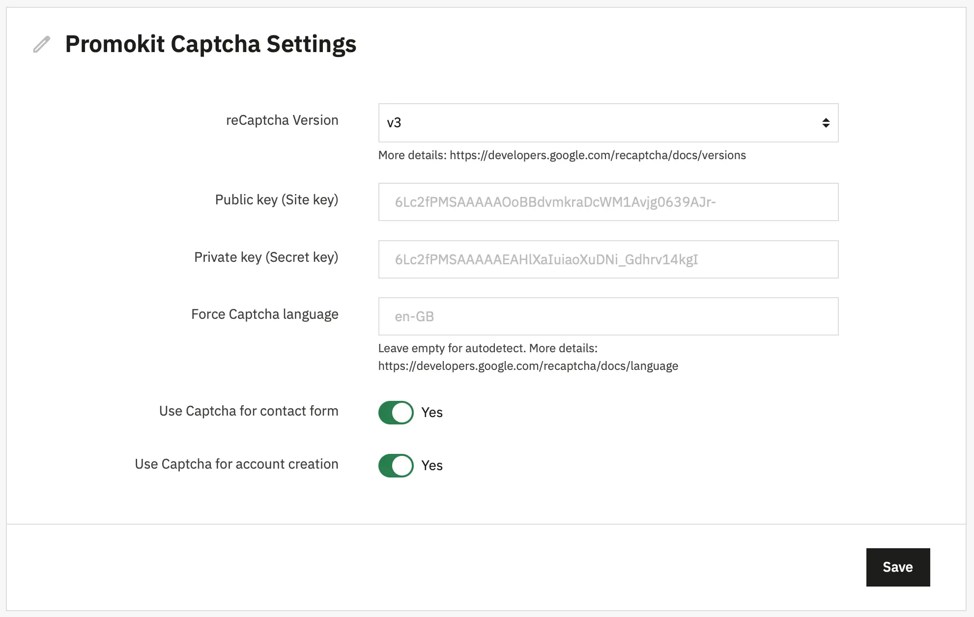 Alysum Prestashop Theme Captcha module Configuration