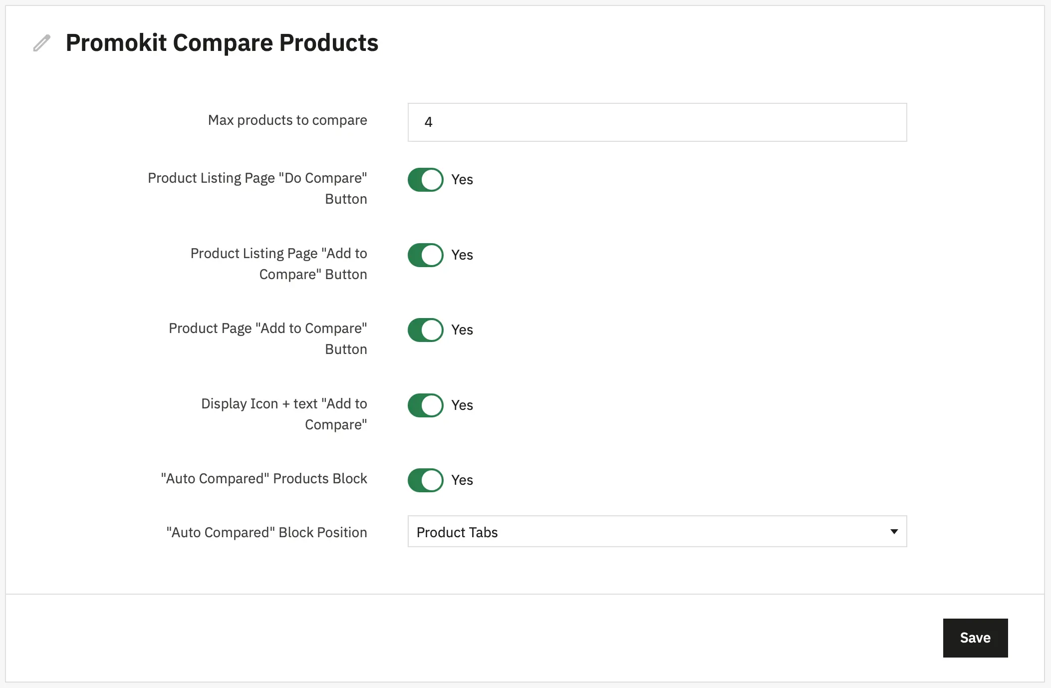 Alysum Prestashop Theme Compare module Configuration