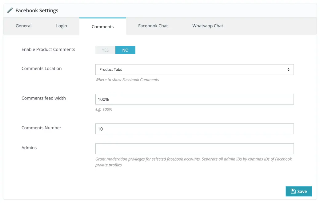 Alysum Prestashop Theme Facebook module Configuration