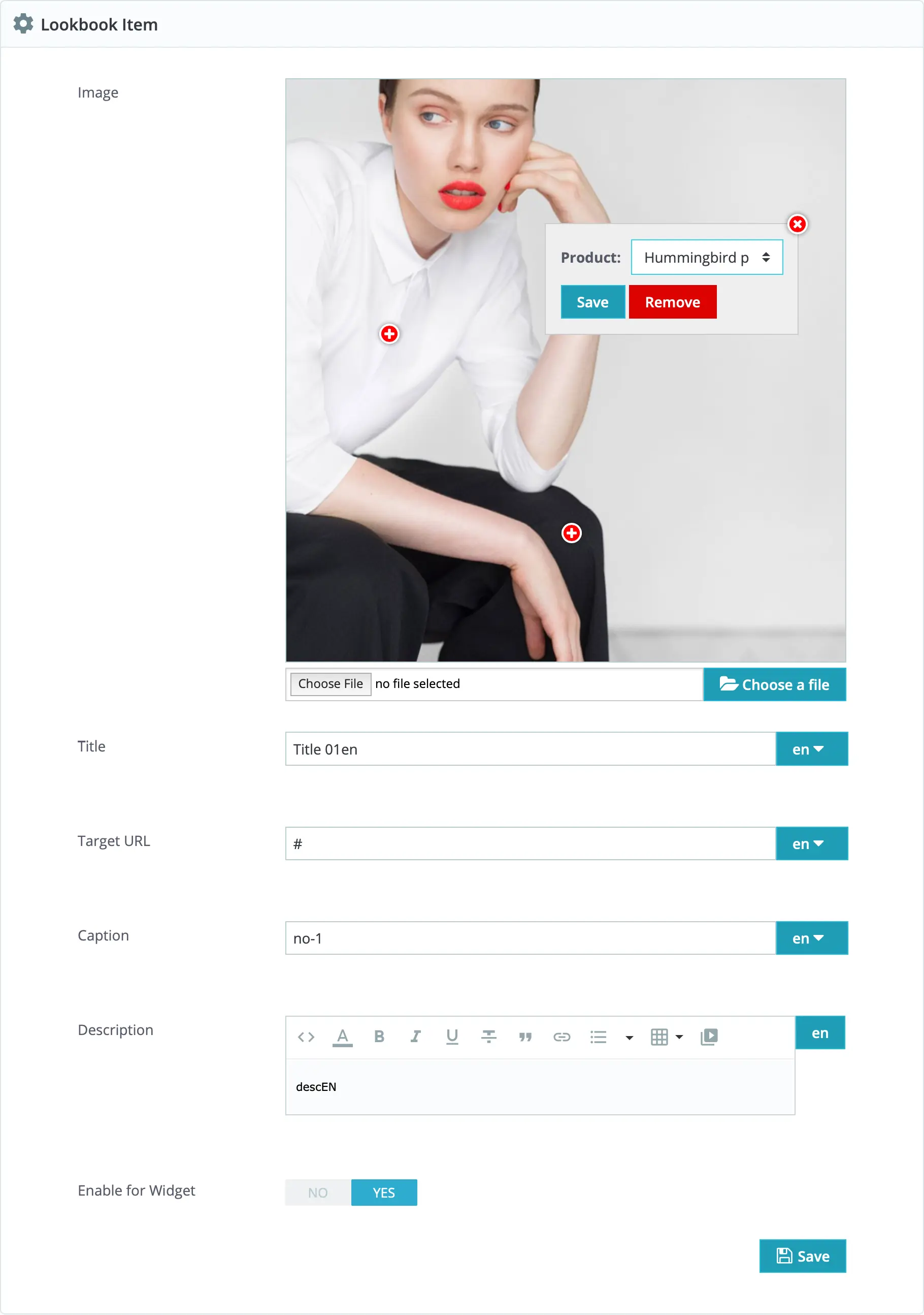 Alysum Prestashop Theme Lookbook module Configuration