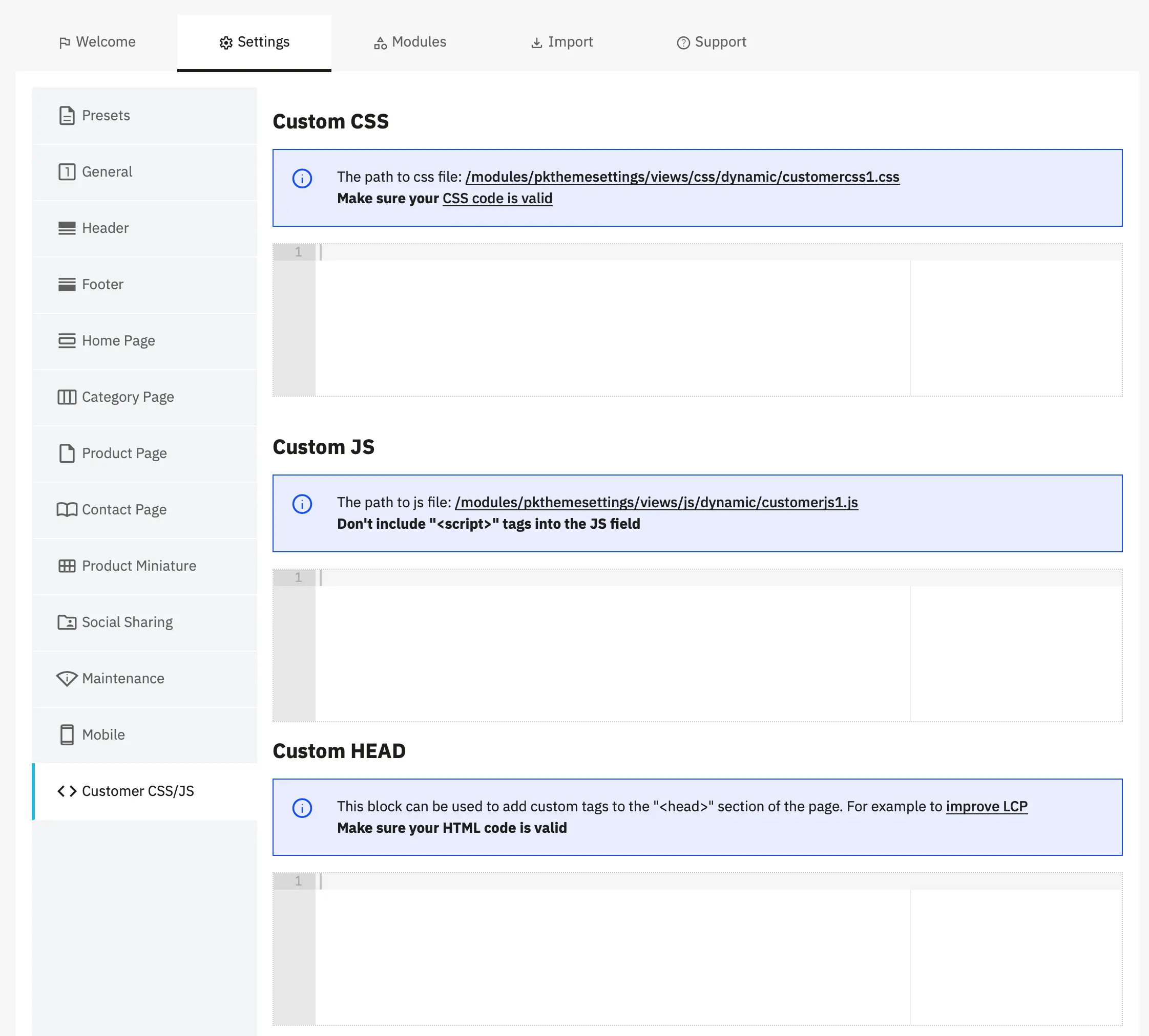 Alysum Prestashop Theme Settings module Configuration