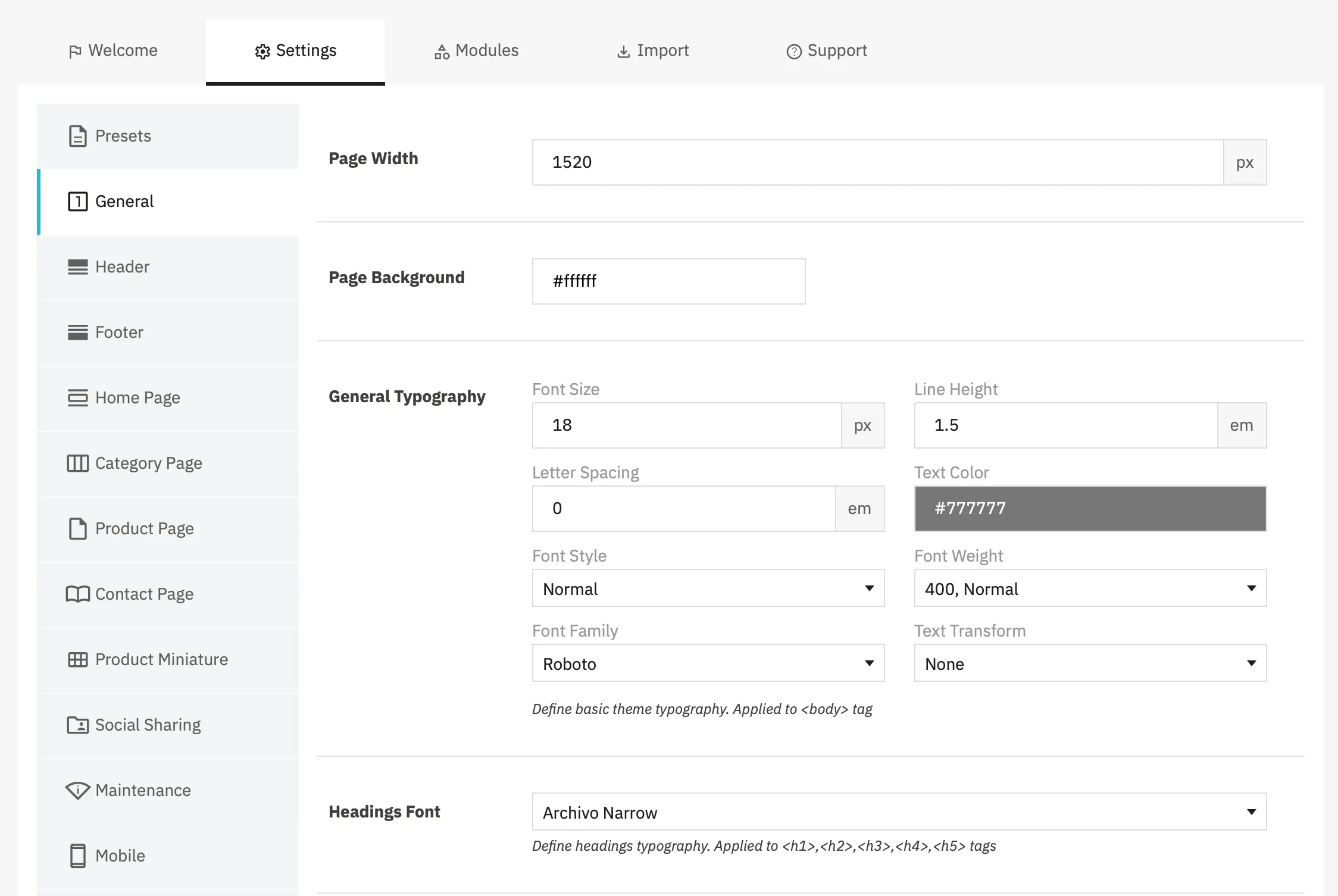 Alysum Prestashop Theme Settings module Configuration