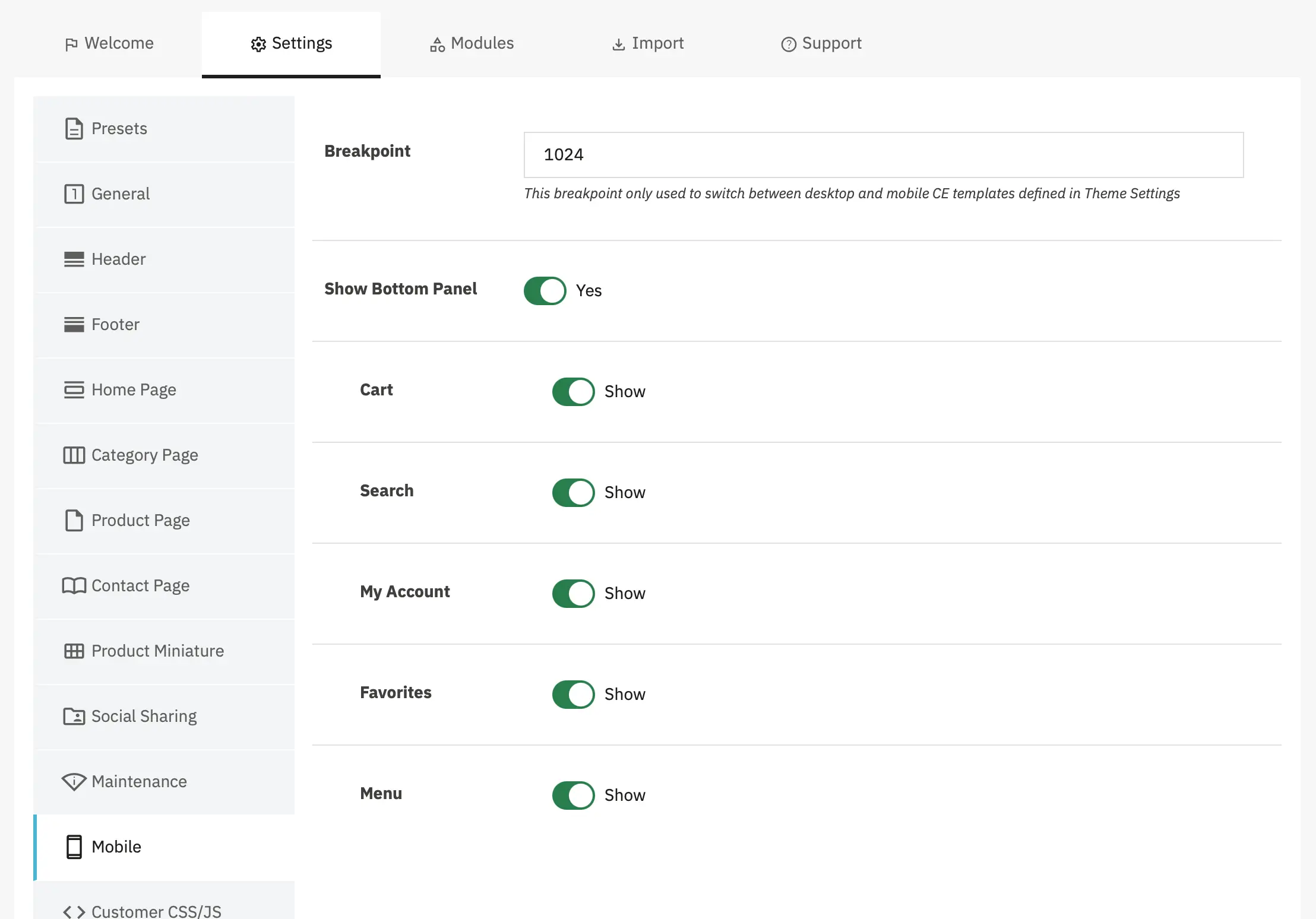 Alysum Prestashop Theme Settings module Configuration