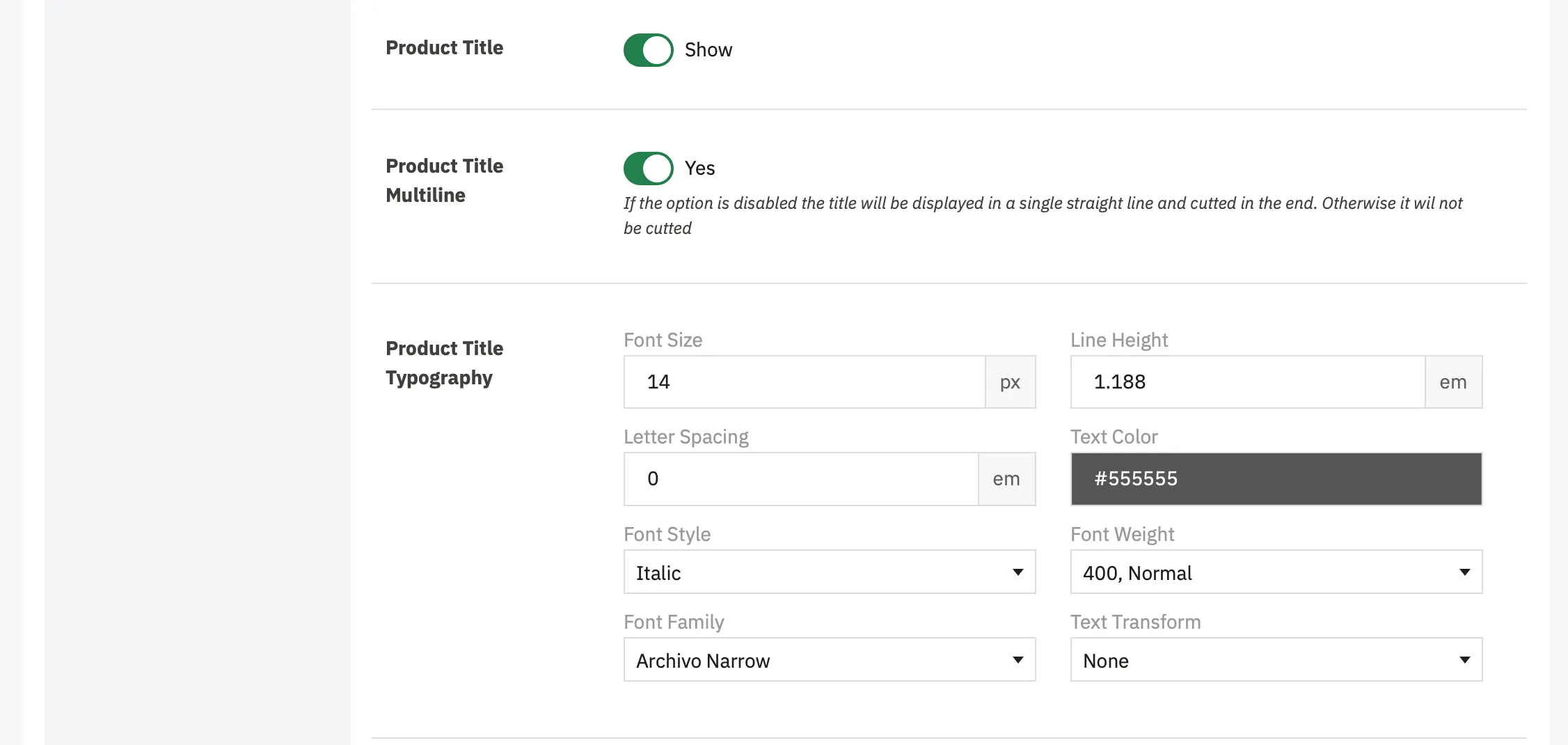 Alysum Prestashop Theme Settings - Product Miniature Configuration