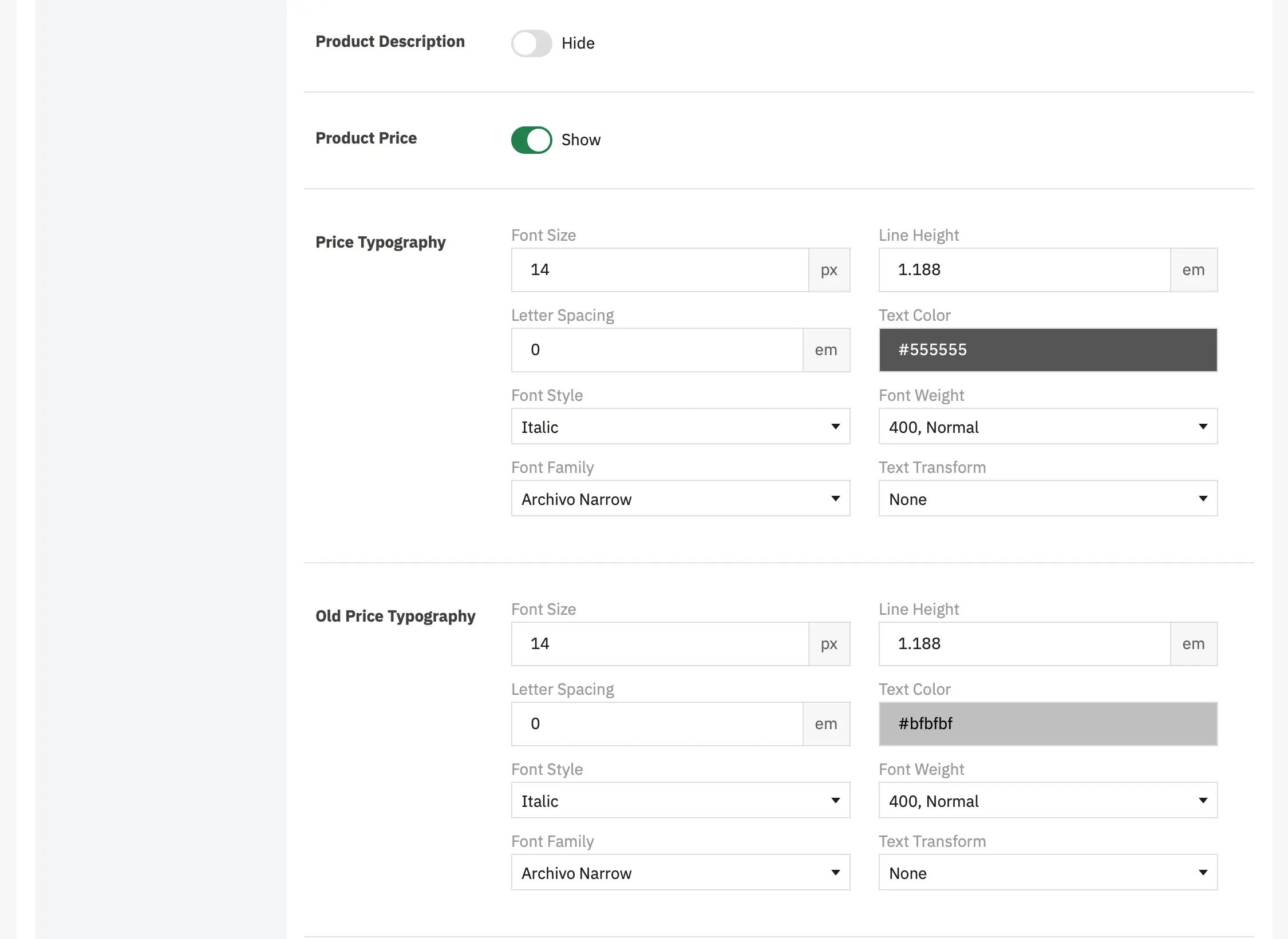 Alysum Prestashop Theme Settings - Product Miniature Configuration
